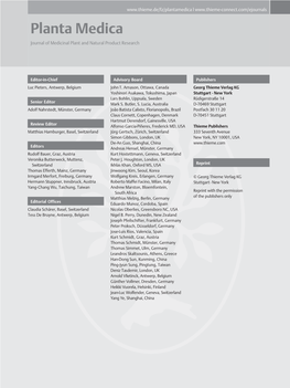 Planta Medica Journal of Medicinal Plant and Natural Product Research