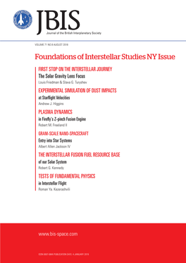 Foundations of Interstellar Studies NY Issue