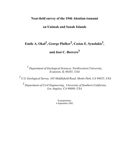 Near-Field Survey of the 1946 Aleutian Tsunami on Unimak and Sanak