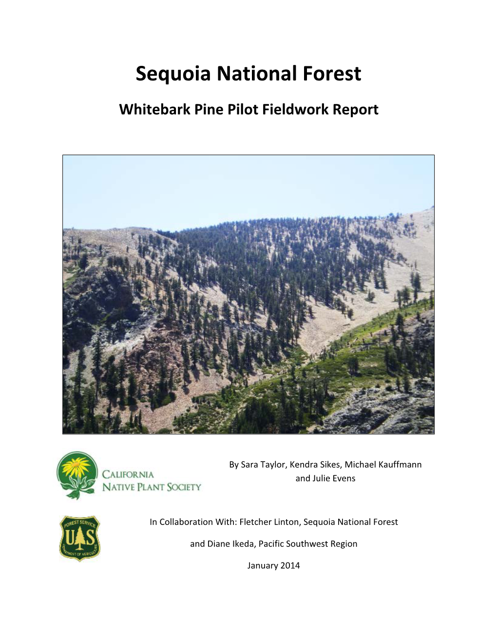 Sequoia National Forest Whitebark Pine Pilot Fieldwork Report