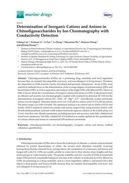 Determination of Inorganic Cations and Anions in Chitooligosaccharides by Ion Chromatography with Conductivity Detection