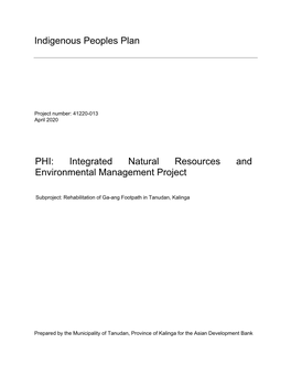 Indigenous Peoples Plan PHI: Integrated Natural Resources and Environmental Management Project