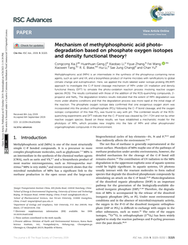 Mechanism of Methylphosphonic Acid Photo-Degradation Based On