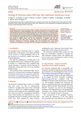 Geology of Piemonte Region (NW Italy, Alps–Apennines Interference Zone) F