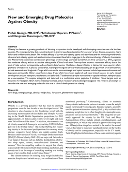 New and Emerging Drug Molecules Against Obesity