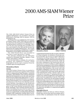 2000 AMS-SIAM Wiener Prize