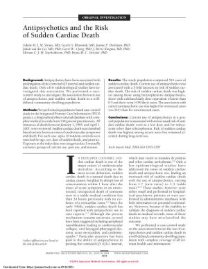 Antipsychotics and the Risk of Sudden Cardiac Death
