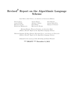 Revised7report on the Algorithmic Language Scheme