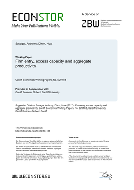 Firm Entry, Excess Capacity and Aggregate Productivity