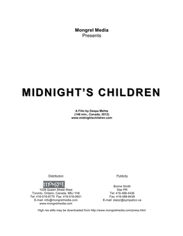 Midnight's Children B-W Press Kit for Canada