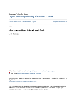 Male Love and Islamic Law in Arab Spain