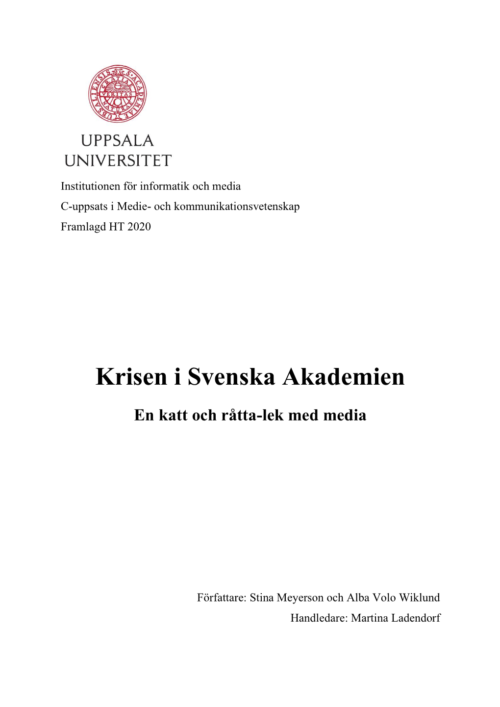 Krisen I Svenska Akademien