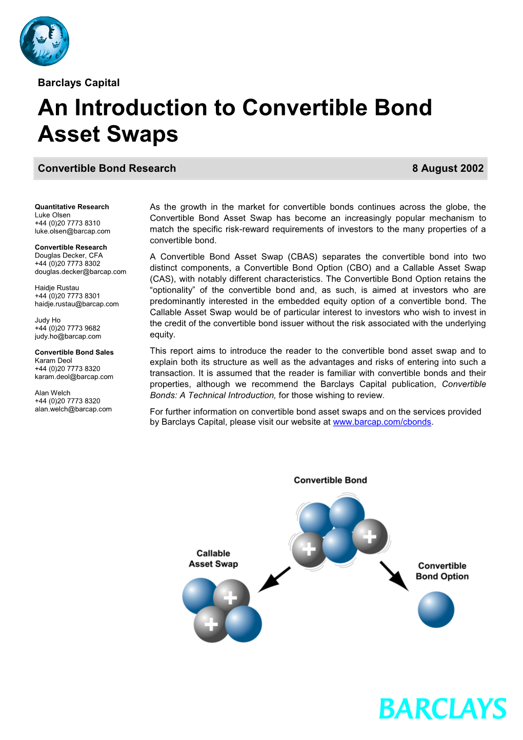 An Introduction to Convertible Bond Asset Swaps