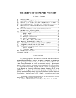 The Killing of Community Property