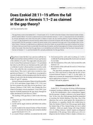 Does Ezekiel 28:11–19 Affirm the Fall of Satan in Genesis 1:1–2 As Claimed in the Gap Theory?