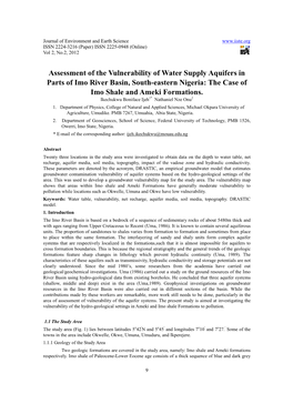 Assessment of the Vulnerability of Water Supply Aquifers in Parts of Imo River Basin, South-Eastern Nigeria: the Case of Imo Shale and Ameki Formations