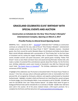Graceland Celebrates Elvis' Birthday with Special