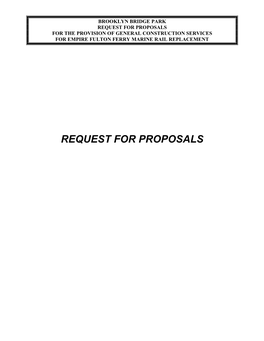 Brooklyn Bridge Park Request for Proposals for the Provision of General Construction Services for Empire Fulton Ferry Marine Rail Replacement