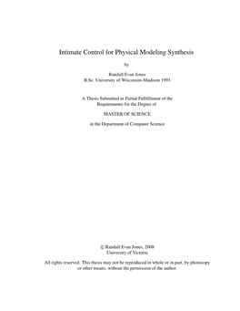 Intimate Control for Physical Modeling Synthesis