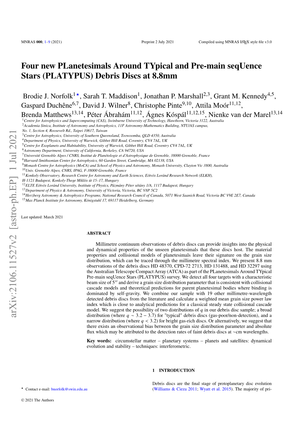 Arxiv:2106.11527V2 [Astro-Ph.EP] 1 Jul 2021