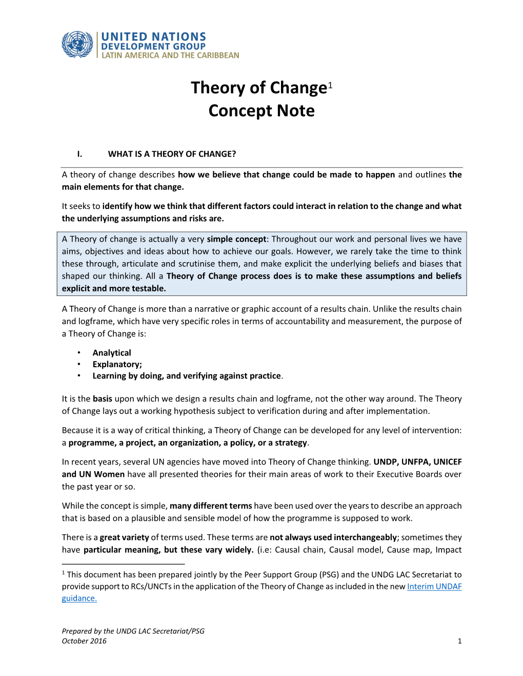 Theory of Change1 Concept Note