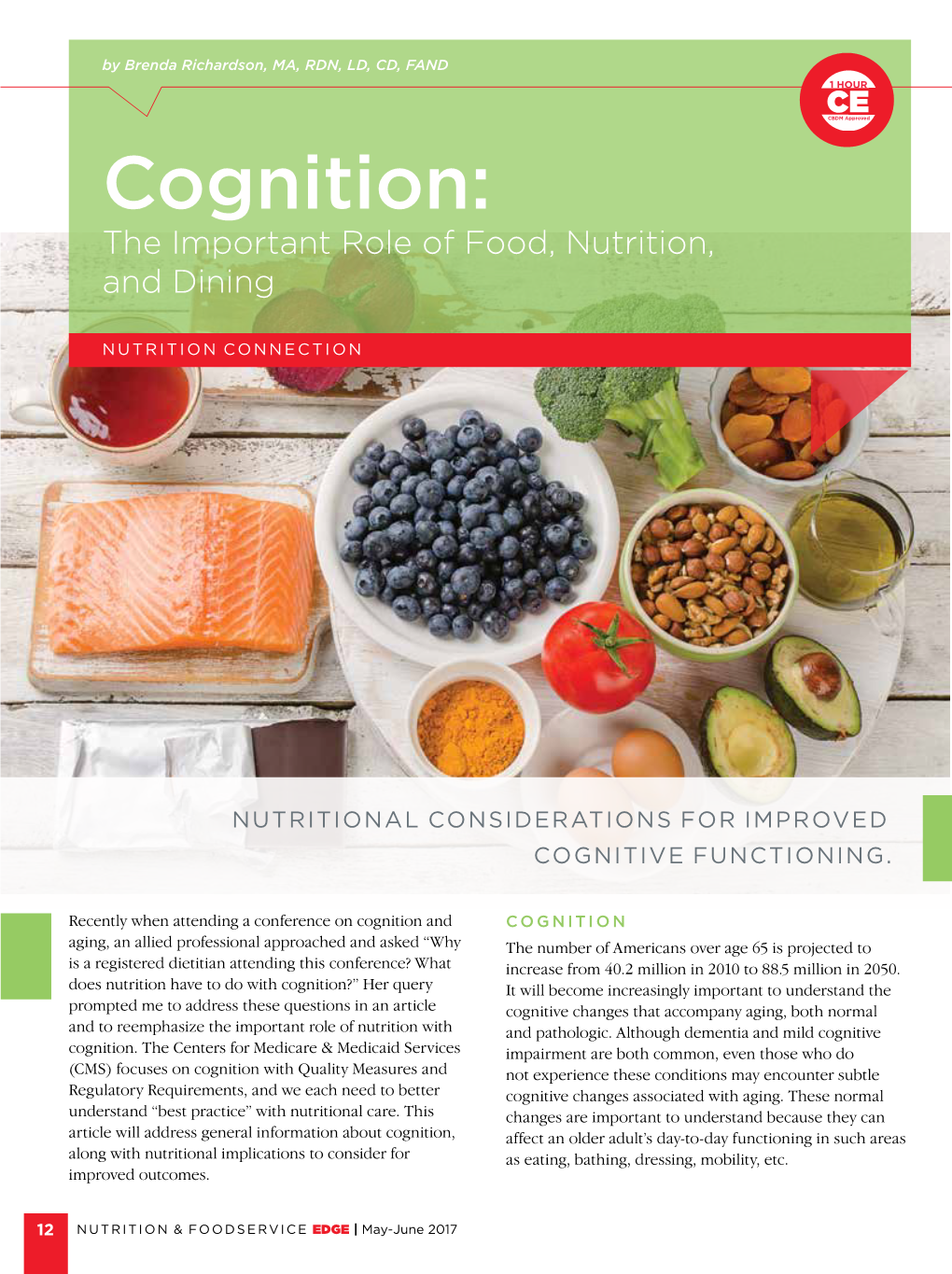 Cognition: the Important Role of Food, Nutrition, and Dining