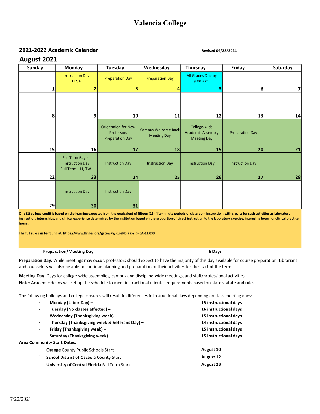 20212022 Academic Calendar DocsLib