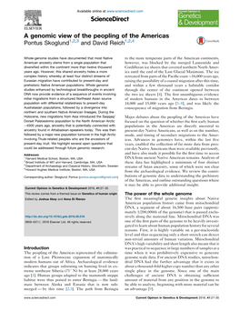 A Genomic View of the Peopling of the Americas