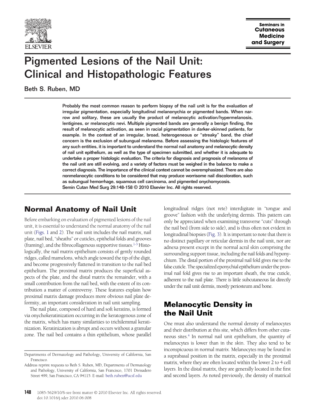 Pigmented Lesions Of The Nail Unit: Clinical And Histopathologic ...