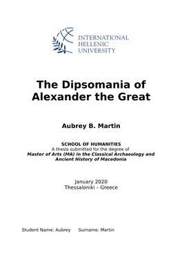 The Dipsomania of Alexander the Great