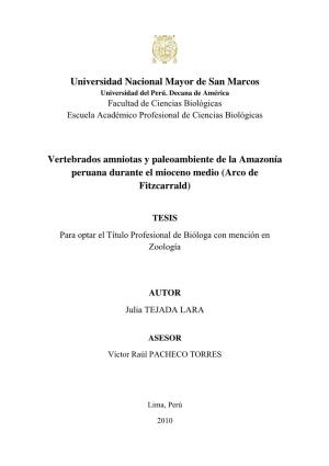Universidad Nacional Mayor De San Marcos Vertebrados