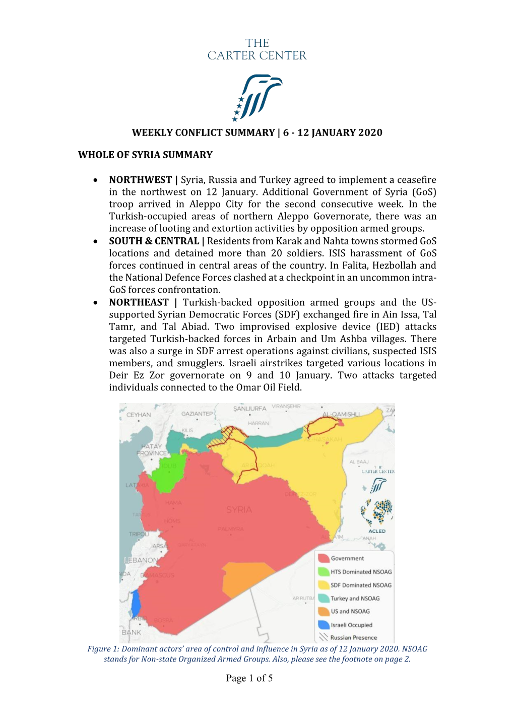 Weekly Conflict Summary | 6 - 12 January 2020