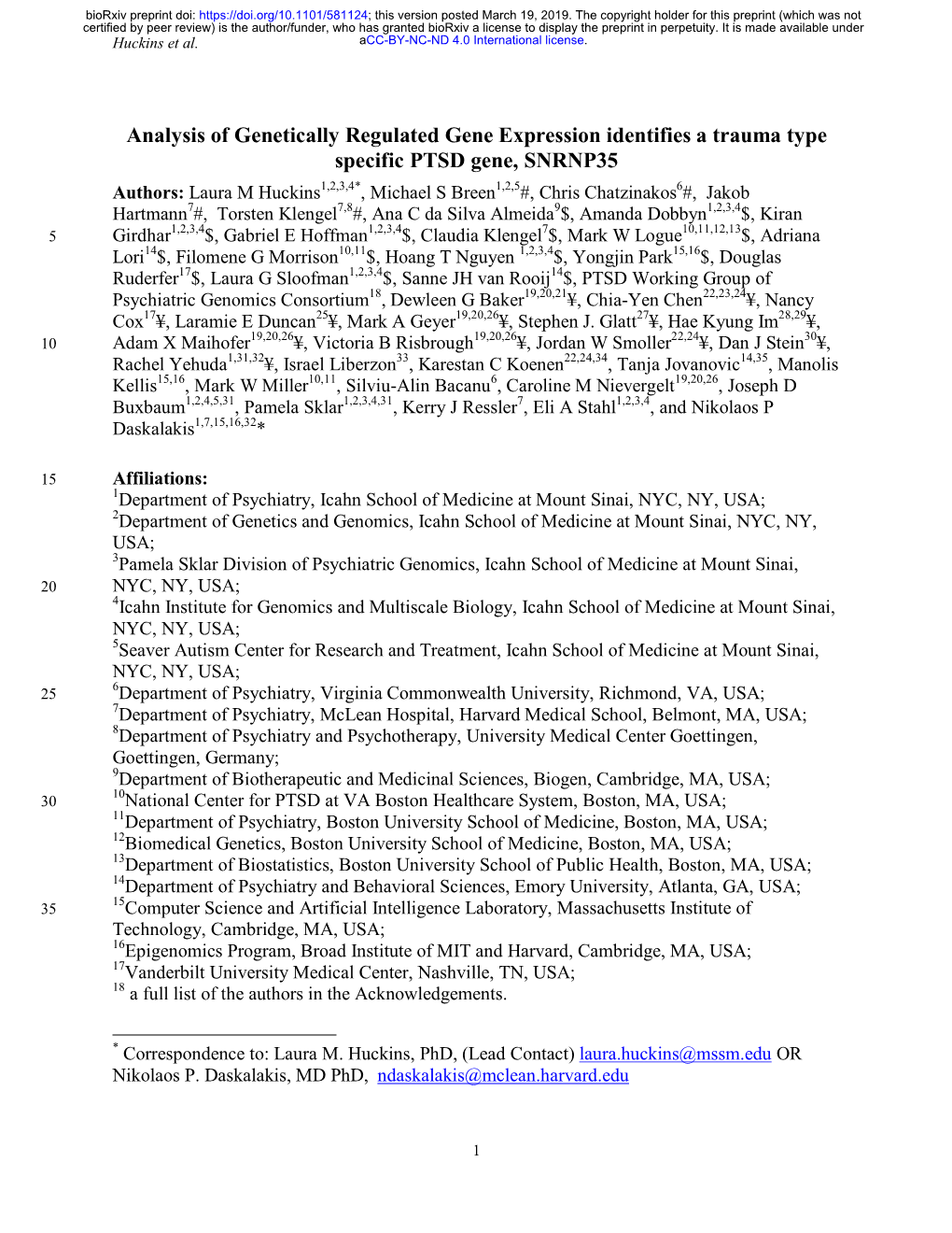 Analysis of Genetically Regulated Gene Expression Identifies A