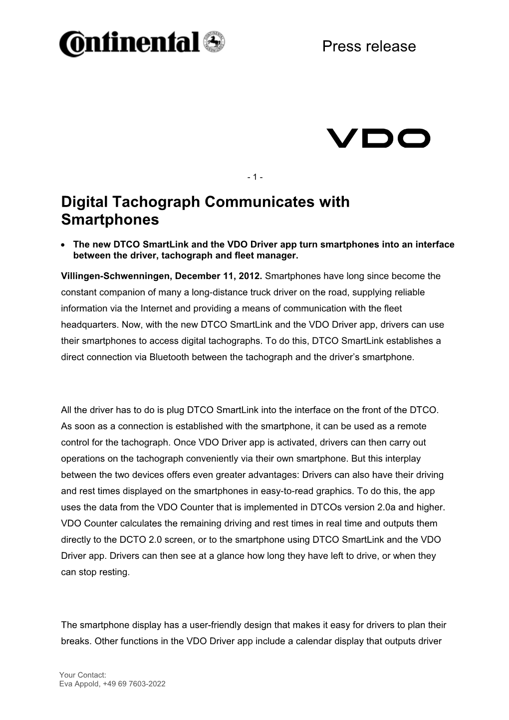 Digital Tachograph Communicates with Smartphones