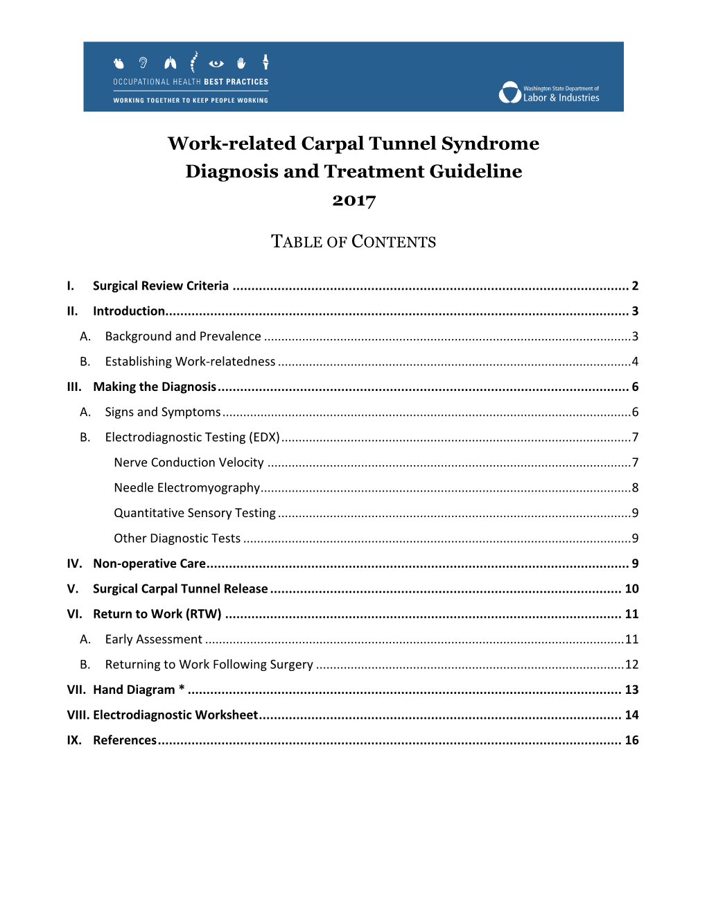 Carpal Tunnel Syndrome (CTS) Guideline