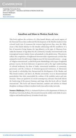 Ismailism and Islam in Modern South Asia Soumen Mukherjee Frontmatter More Information