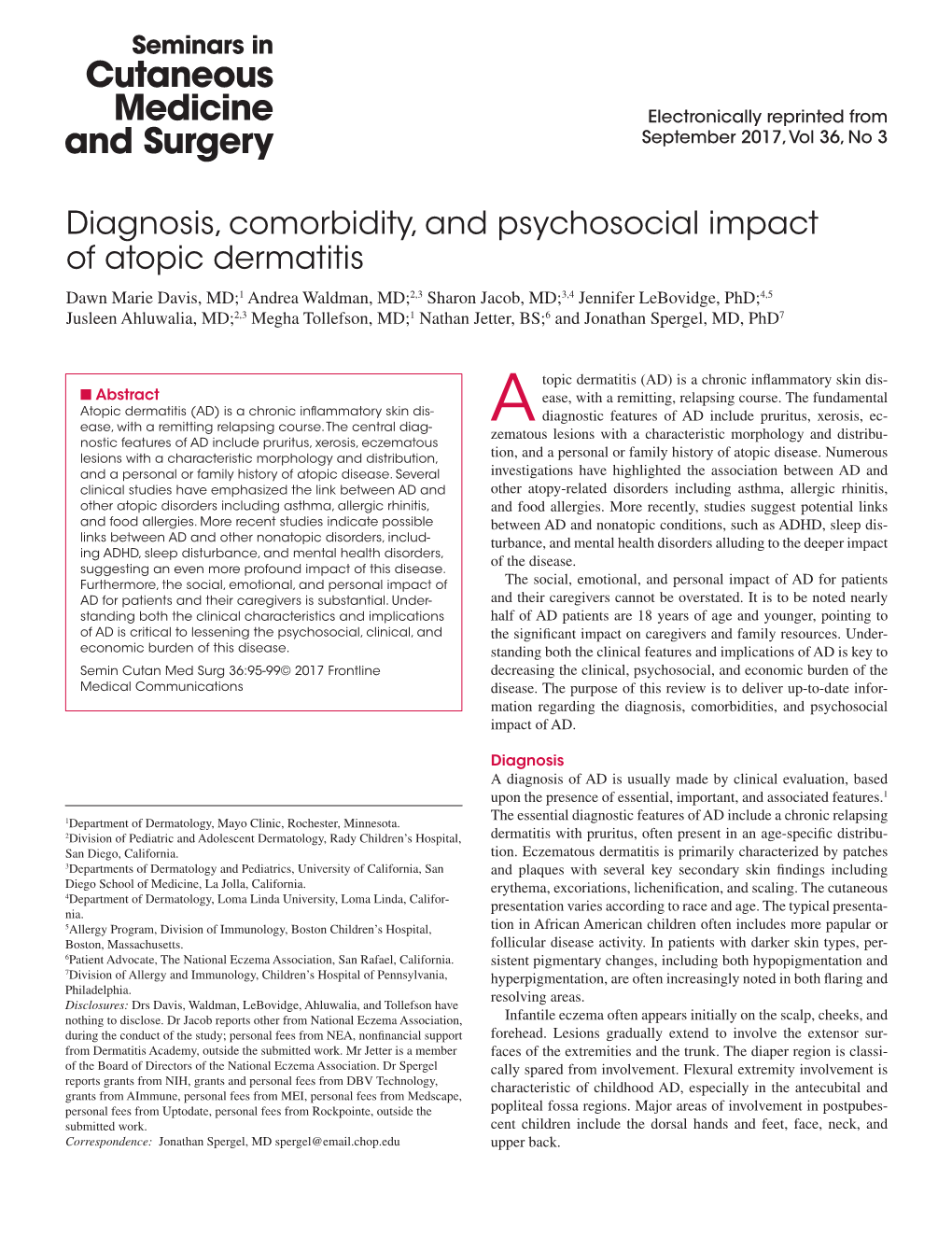 Diagnosis, Comorbidity, and Psychosocial Impact of Atopic