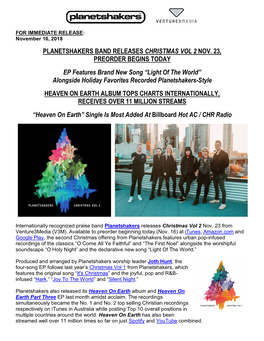 Planetshakers Band Releases Christmas Vol 2 Nov