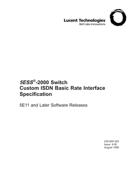 5ESS-2000 Switch Custom ISDN Basic Rate Interface Specification