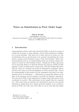 Notes on Substitution in First–Order Logic