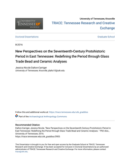 New Perspectives on the Seventeenth-Century Protohistoric Period in East Tennessee: Redefining the Eriodp Through Glass Trade Bead and Ceramic Analyses