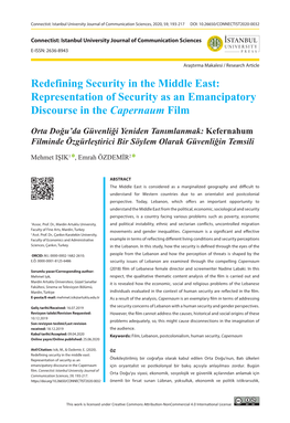 Representation of Security As an Emancipatory Discourse in the Capernaum Film