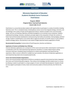 Minnesota FACS Frameworks for Food Science