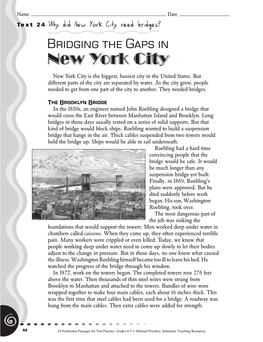 Text 24 Why Did New York City Need Bridges? Name Date