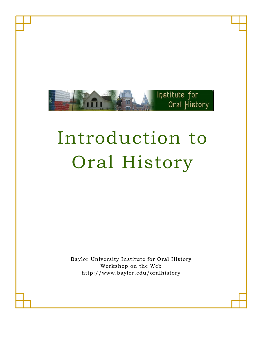 Introduction to Oral History