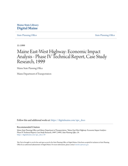 Maine East-West Highway: Economic Impact Analysis - Phase IV Technical Report, Case Study Research, 1999 Maine State Planning Office