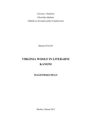 Virginia Woolf in Literarni Kanoni