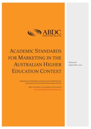 Academic Standards for Marketing in the Australian Higher Education Context Page I