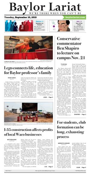 Conservative Commentator Ben Shapiro to Lecture on Campus Nov. 21 Cole Tompkins | Multimedia Editor IT RUNS in the FAMILY Dr
