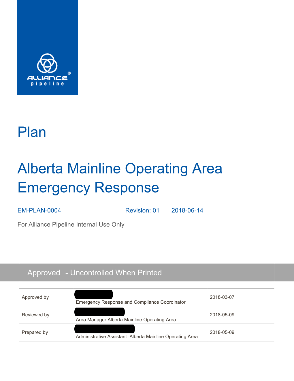 Alberta Mainline Operating Area Emergency Response
